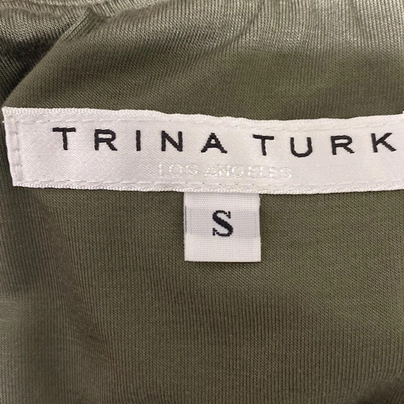 Trina Turk Olive Green Leaf Spaghetti Strap Pocket Sleeveless Jumpsuit Size S - Picture 6 of 8